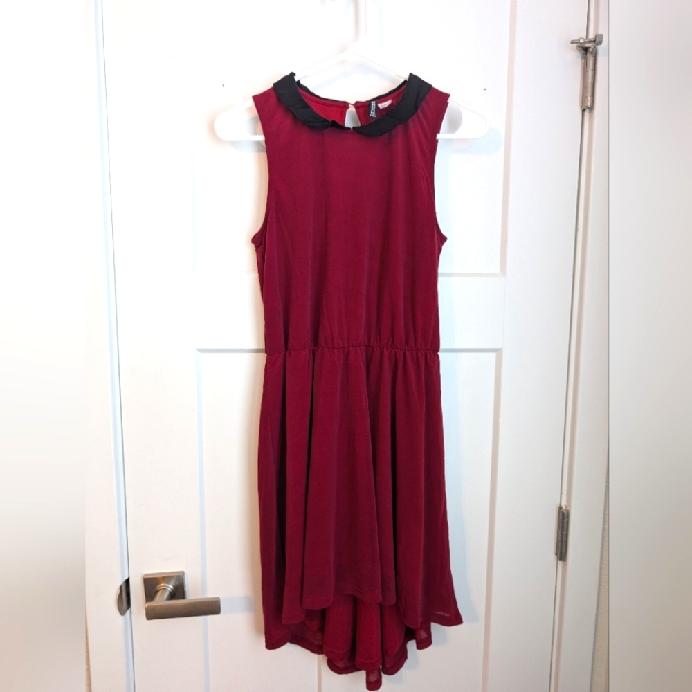 Burgundy Peter Pan Collar Dress
